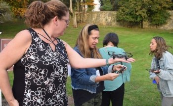 Meghan instructing on drones