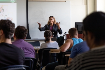 teacher engaged with students