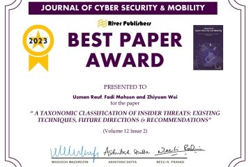 Best Paper Award from Journal of Cybersecurity & Mobility awarded to Mercy University faculty and student's research paper