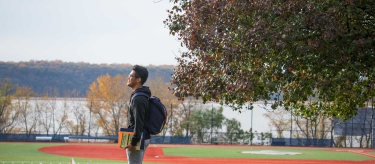 Student on Dobbs Ferry campus