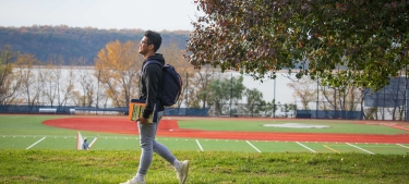 Student on Dobbs Ferry campus