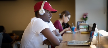 Student in the cafeteria