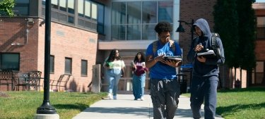 Students walking on Westchester campus