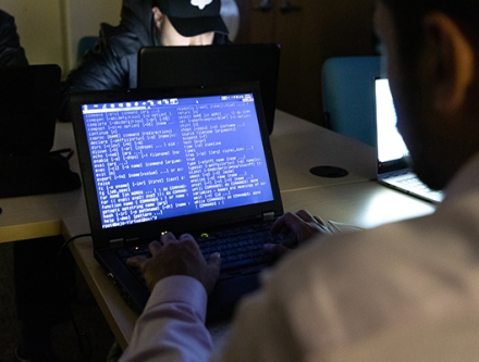 Student in computer class