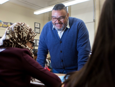 teacher engaged with students