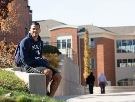 Student on Dobbs Ferry campus