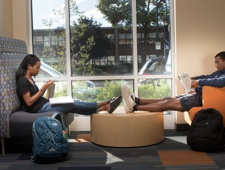 Students in lounge on Dobbs Ferry