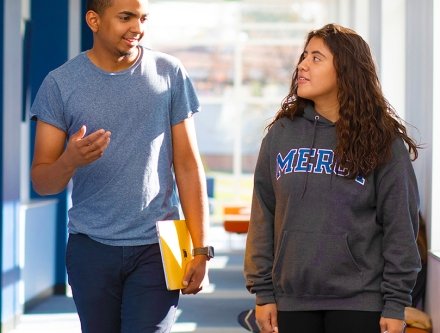 Students walking and talking