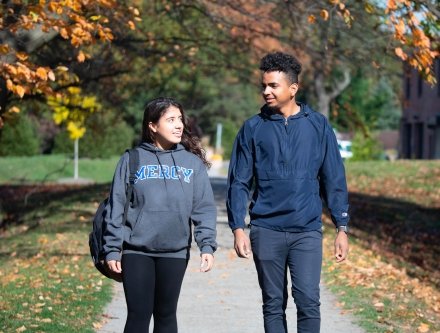 Students walking on campus