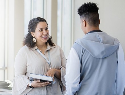 Student talking to an advisor