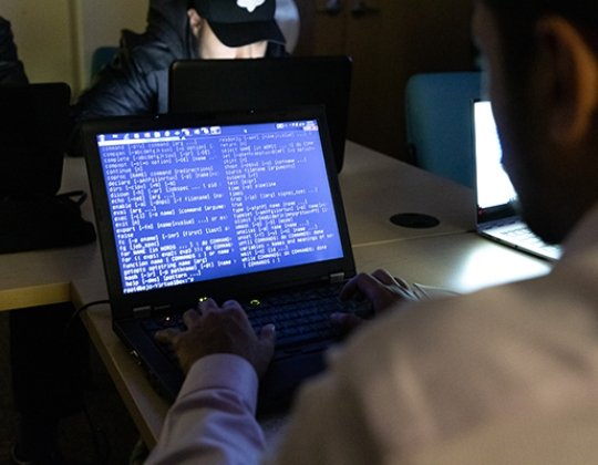 Student in computer class