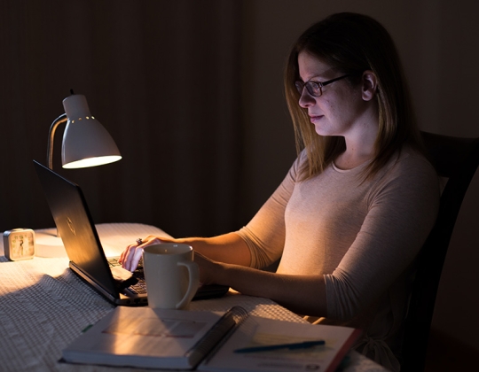 Student working at home