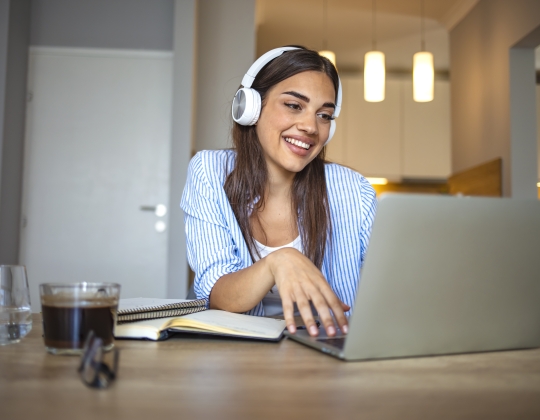 Student at home with laptop