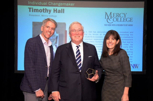 President Hall accepting the Nonprofit Westchester's Individual Changemaker Award